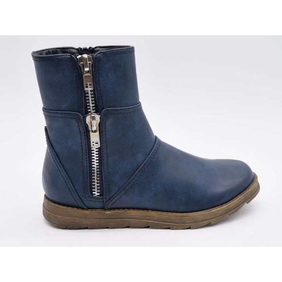 2 Lips Too Ankle Boots Womens 6.5 Blue Faux Leather Zipper Accent Too Bay Bootie - Picture 4 of 12